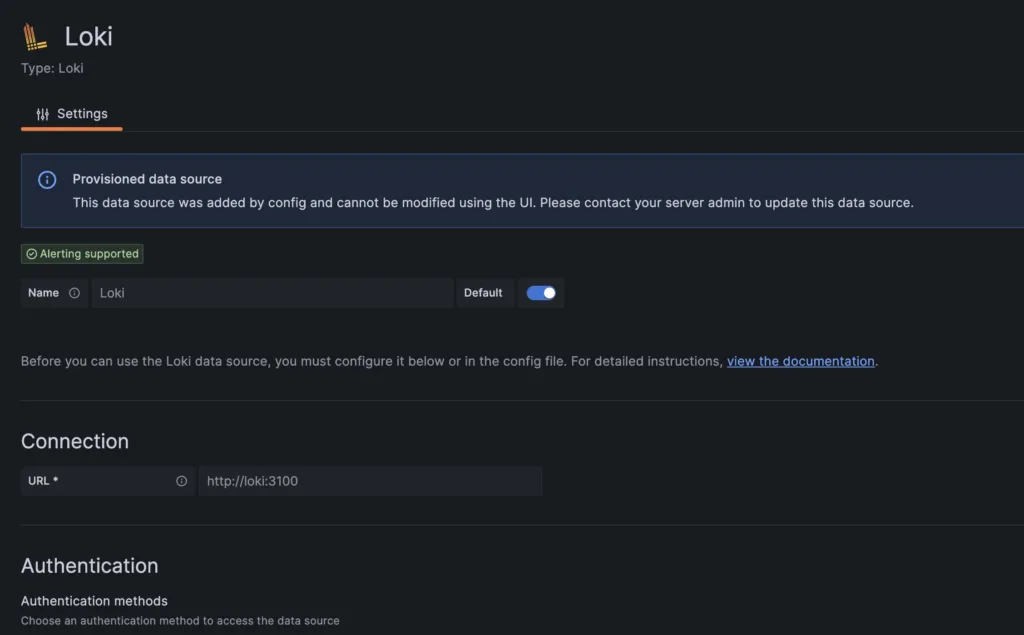 loki connection setting